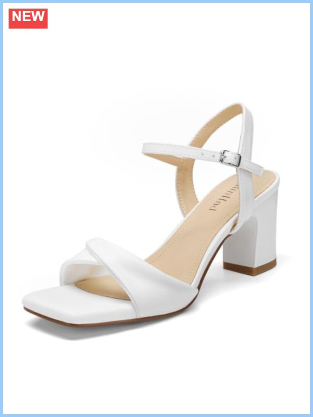 2.5" Block Heel Square Open Toe Strappy Sandals Faux Leather